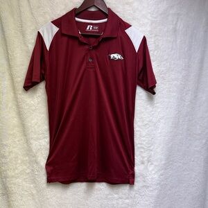 Russell Athletic Burgundy Arkansas Polo with Cream Trim